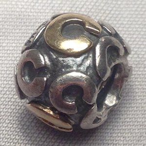 Pandora Retired 79298C Two-Tone Letter C Charm